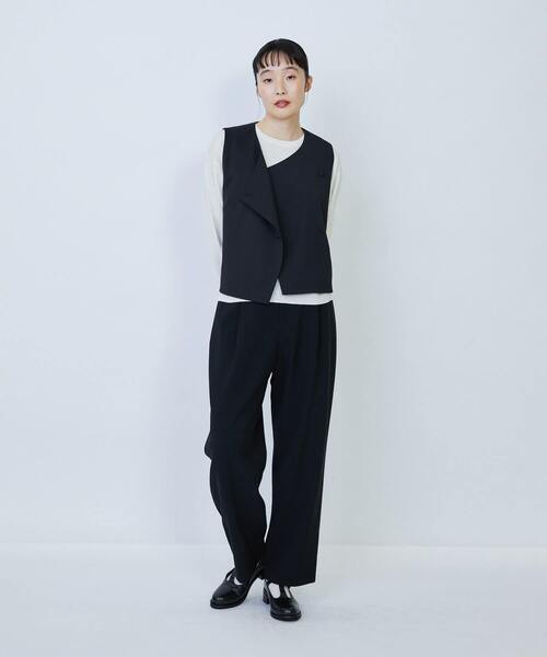 LOISIR ベスト ジレ ウール混ギャバデザインベスト レディース LOISIR ベスト ジレ ウール混ギャバデザインベスト レディース