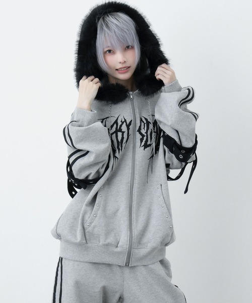 LAZYSLAY パーカー ファーフードラインパーカー レディース メンズ