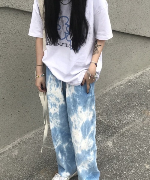 「almo」 「sheenadel ray」イージーパンツ FREE サックスブルー レディース_画像4