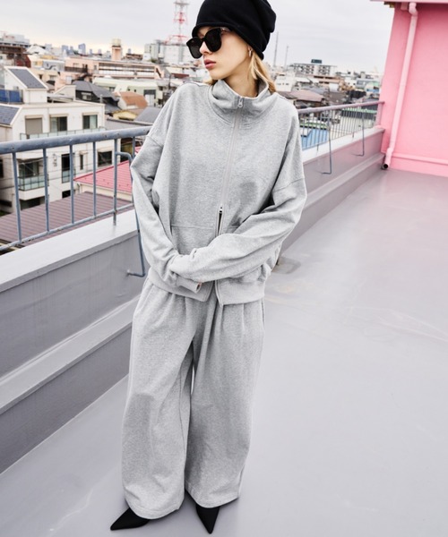 HANNE ワイドパンツ スウェットパンツ ジャージ タックワイド