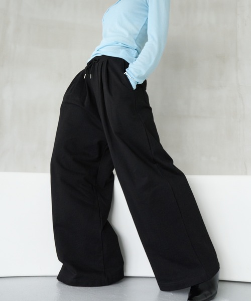HANNE ワイドパンツ スウェットパンツ ジャージ タックワイド