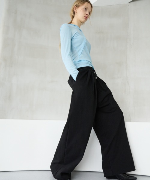 HANNE ワイドパンツ スウェットパンツ ジャージ タックワイド