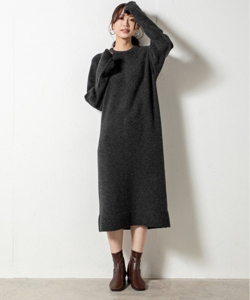 「MILLION CARATS」 ニットワンピース FREE チャコールグレー レディース_画像3