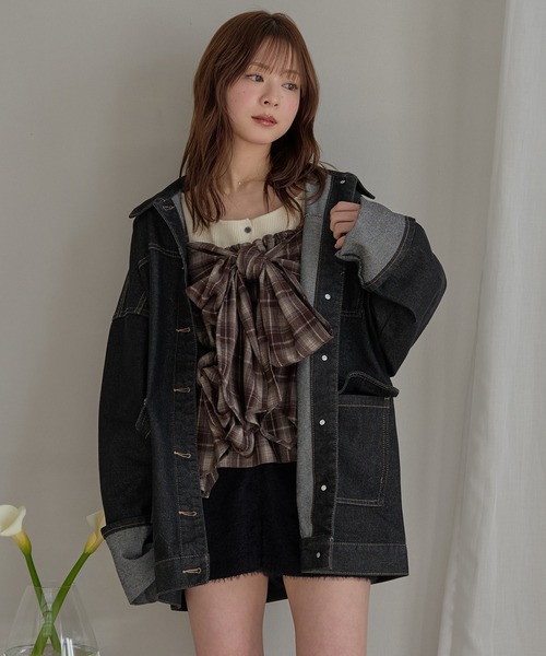 mideal デニムオーバージャケット black 黒 mideal（マイディール） デニムジャケット gジャン denim over jacket