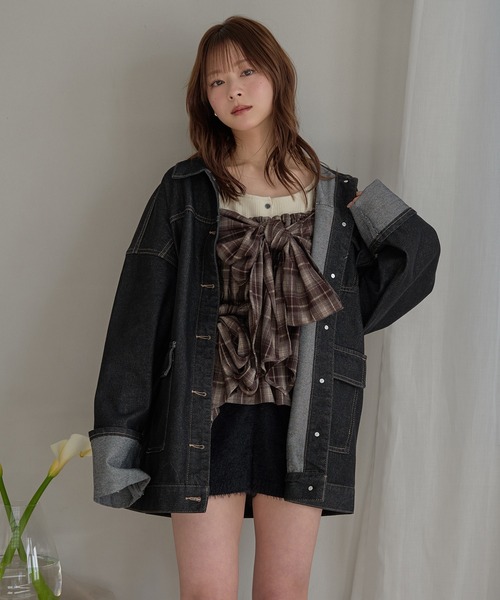 mideal デニムオーバージャケット black 黒 mideal（マイディール） デニムジャケット gジャン denim over jacket