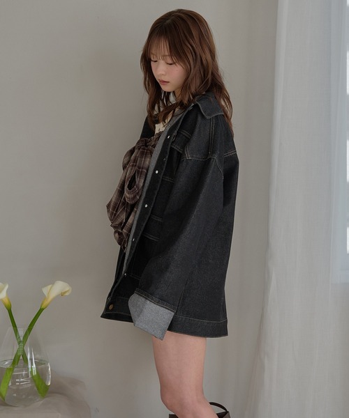 mideal デニムオーバージャケット black 黒 mideal（マイディール） デニムジャケット gジャン denim over jacket