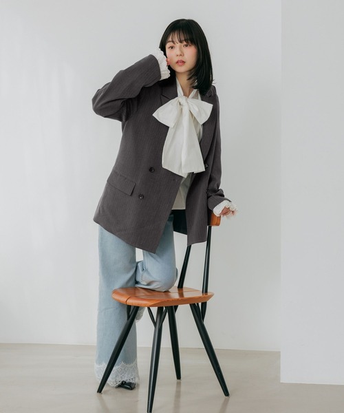 Heatherジャケット テーラードジャケット レーススリーブミドルジャケット Heather（ヘザー） ジャケット テーラードジャケット レーススリーブ