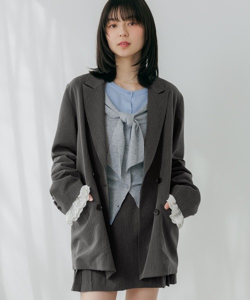 Heatherジャケット テーラードジャケット レーススリーブミドルジャケット Heather（ヘザー） ジャケット テーラードジャケット レーススリーブ