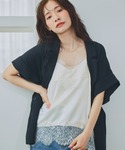 キャミソール 「無地・ドット柄」サテン×レース...の詳細画像5