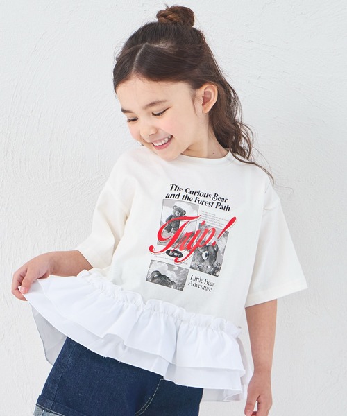 未使用級✨MONCLER ロゴ Tシャツ ペプラム フリル レディースXS相当 pairmanon（ペアマノン） tシャツ 「綿100%」ガールズ 裾フリル