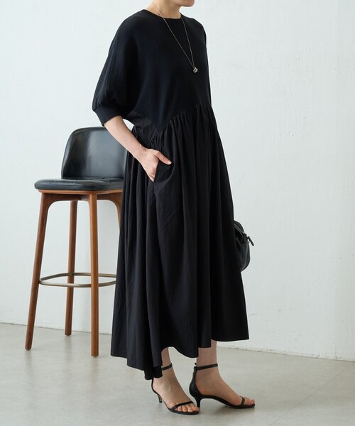 BEARDSLEY（ビアズリー） ワンピース ニットコンビギャザーワンピ