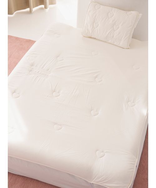 ベッド 寝具 「Sleep」ハートロゴ 敷きパッド（ダブル）_1