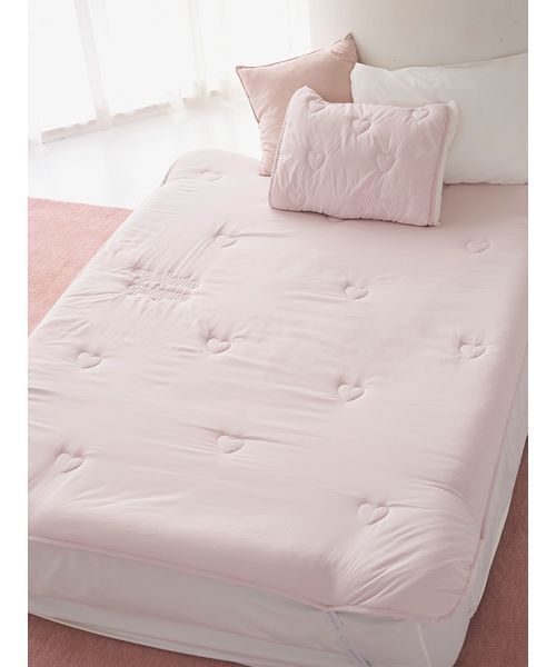 ベッド 寝具 「Sleep」ハートロゴ 敷きパッド（ダブル）