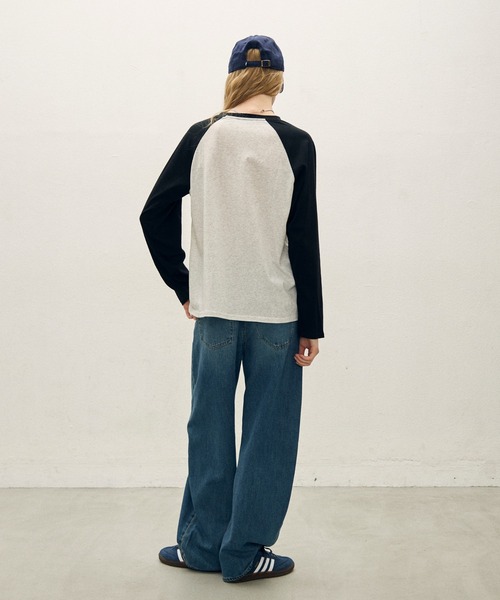 uchi. tシャツ ビンテージ風ラグランスリーブ グラフィックTシャツ