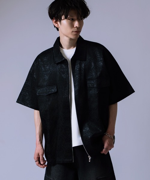シャツ ペイズリー柄 半袖ジップシャツ メンズ : ZOZOTOWN Yahoo!店