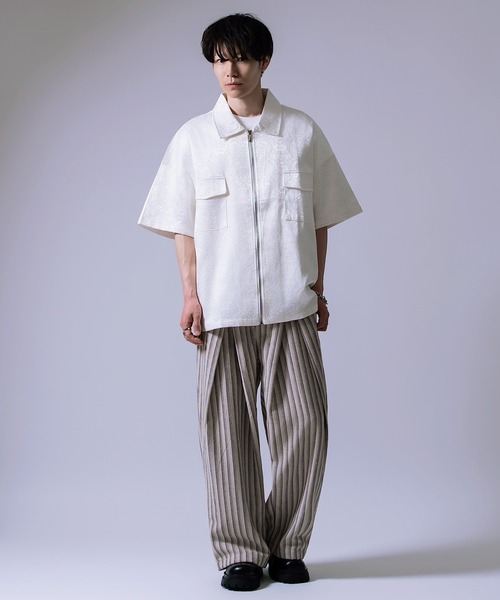 希少品45Rペイズリー柄 半袖シャツ 100%コットン シャツ ペイズリー柄 半袖ジップシャツ メンズ : ZOZOTOWN Yahoo!店