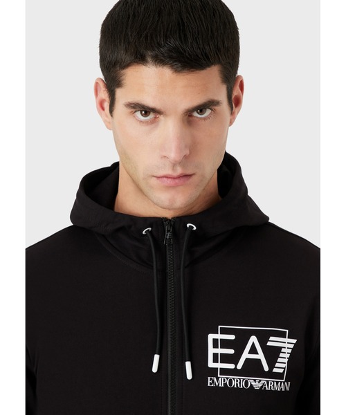EA7 「EMPORIO ARMANI EA7」 ジップアップパーカー X-LARGE ブラック