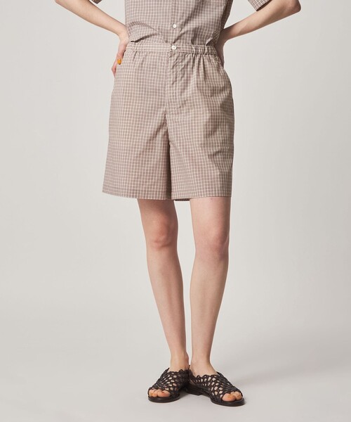 ワイドパンツ パンツ 「Steven Alan」チェック ショートパンツ レディースの画像