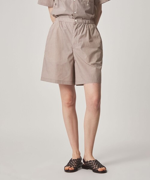ワイドパンツ パンツ 「Steven Alan」チェック ショートパンツ レディースの画像