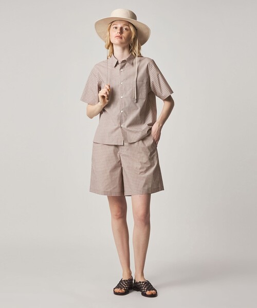 ワイドパンツ パンツ 「Steven Alan」チェック ショートパンツ レディースの画像