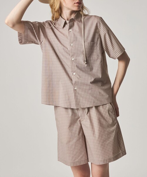 ワイドパンツ パンツ 「Steven Alan」チェック ショートパンツ レディースの画像