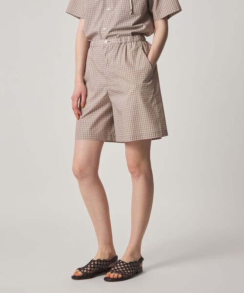 ワイドパンツ パンツ 「Steven Alan」チェック ショートパンツ レディースの画像