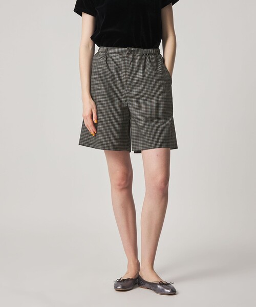 ワイドパンツ パンツ 「Steven Alan」チェック ショートパンツ レディースの画像