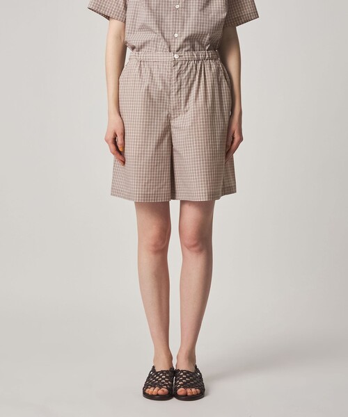 ワイドパンツ パンツ 「Steven Alan」チェック ショートパンツ レディースの画像