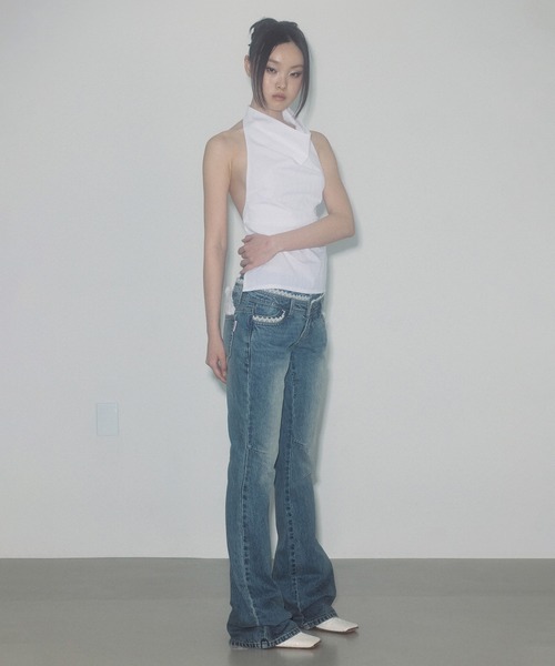 「SCULPTOR」 ブーツカットデニムパンツ MEDIUM ブルー レディース_画像5