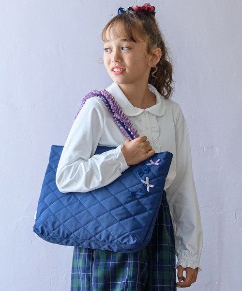 KOME③！小花柄フリルレッスンバッグセット　ネイビー 在庫 処分 セール 通販ハンドメイド - KOME様専用①！小花柄