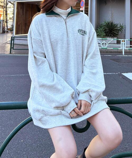 INGNI（イング） スウェット ハーフZIP胸刺繍ロゴ配色スウェット