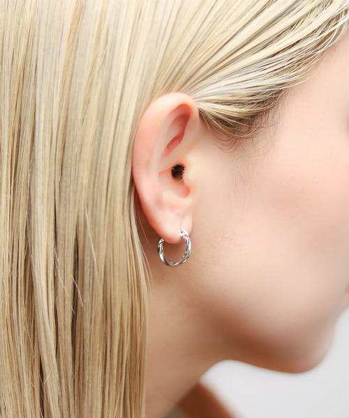 B.I.D. ピアス 「SILVER925」15mmデザインフープピアス レディース