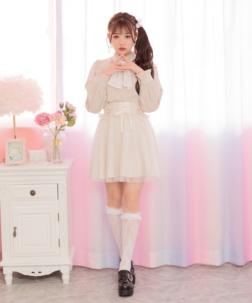 ROJITA（ロジータ） スカート ガーターベルト風チュールフレアスカート
