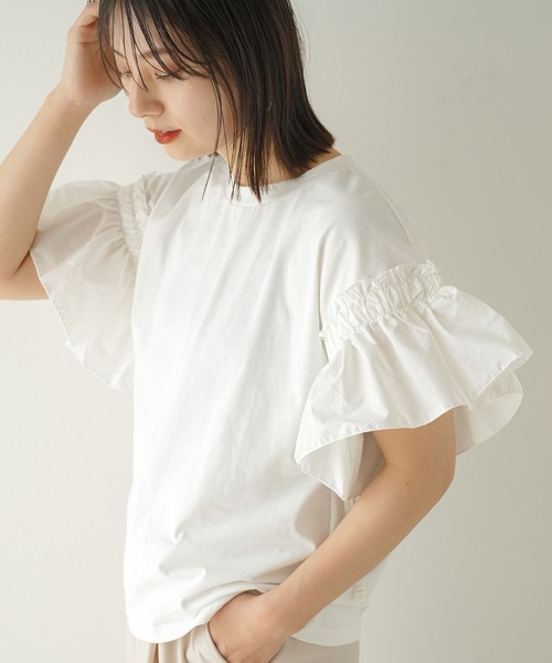 tシャツ Tシャツ フリルスリーブトップス/Tシャツ レディース 