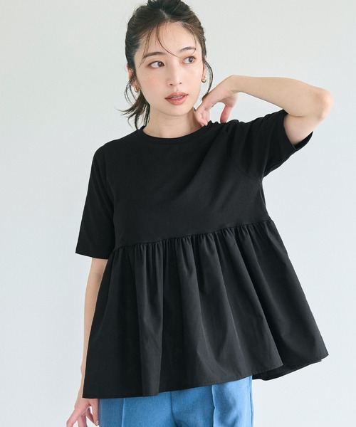 coca tシャツ クルーネックドッキングカットソー レディース