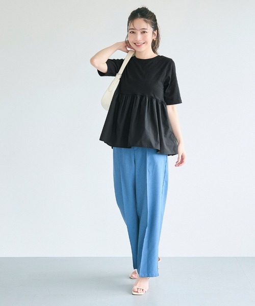 coca tシャツ クルーネックドッキングカットソー レディース