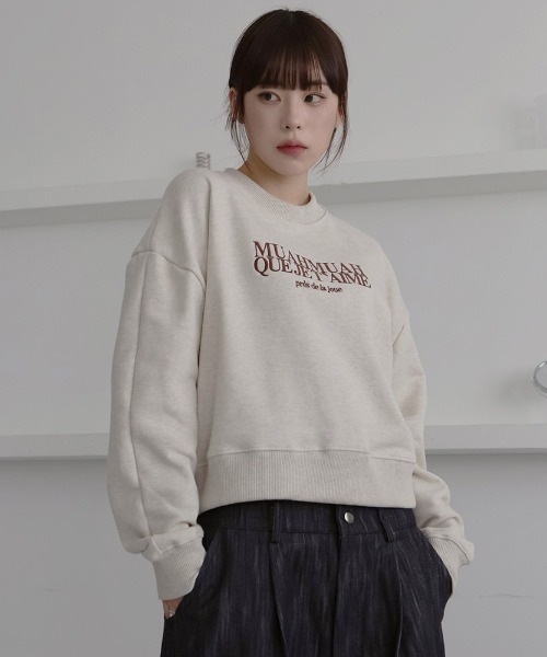 スウェット レディース A'GEM/9 × .kom「muah muah/ムーアムーア」STITCH CROP MTM/ステッチクロップ プルオーバー｜zozo｜09