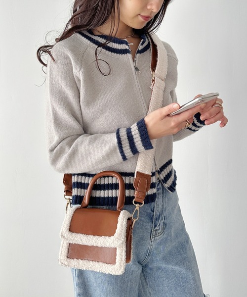 CLEA ニット セーター ラインデザインWジップアップニット