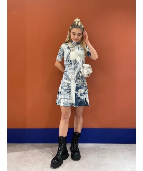 訳あり・アウトレット特集 Desigual ワンピース 地図モチーフ ショートスケーター トップス