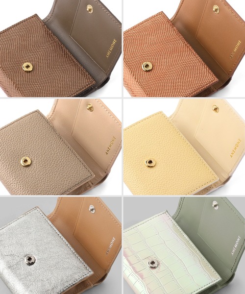 ⚮̈ミナペルホネン　anemone beige コンパクトウォレット　ミニ財布 ANEMONE（アネモネ） 財布 三つ折りレザーウォレット レディース