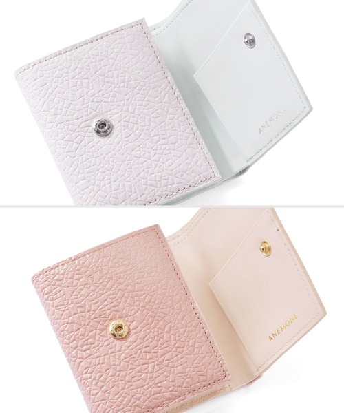 ⚮̈ミナペルホネン　anemone beige コンパクトウォレット　ミニ財布 ANEMONE（アネモネ） 財布 三つ折りレザーウォレット レディース