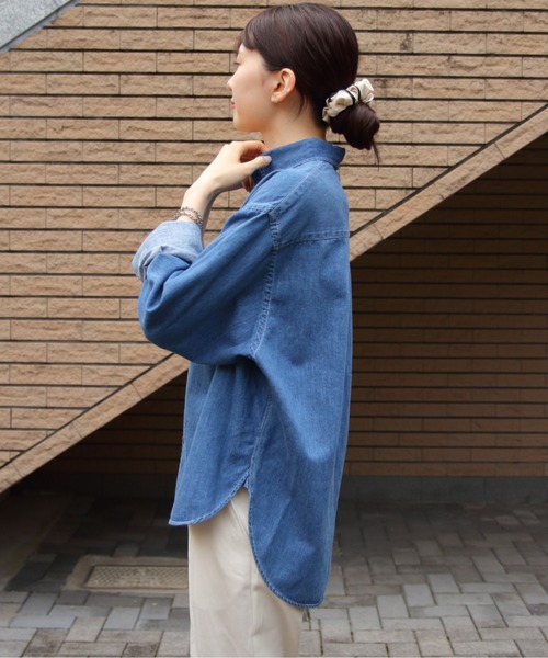 GYMPHLEX（ジムフレックス） ブラウス シャツ ショートデニム ボタン