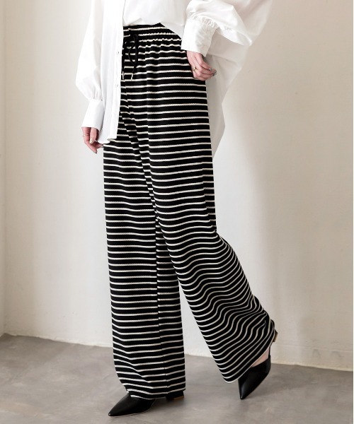 ad thie（アドティエ） パンツ リラックス ボーダーパンツ レディース