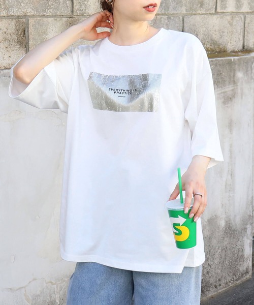 tシャツ 箔プリントスーパーBIG Tシャツ レディース セール】箔プリントスーパーBIG Tシャツ（Tシャツ/カットソー