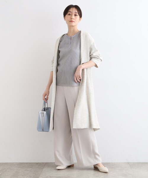 INDIVI ブラウス シャツ 「日本製／シアー」ストライプ柄半袖