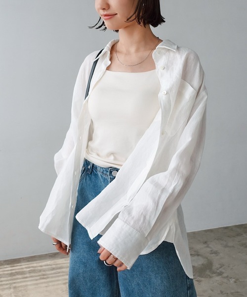 ブラウス シャツ リネンオーバーサイズシャツ レディース evernavy ブラウス シャツ リネンオーバーサイズシャツ