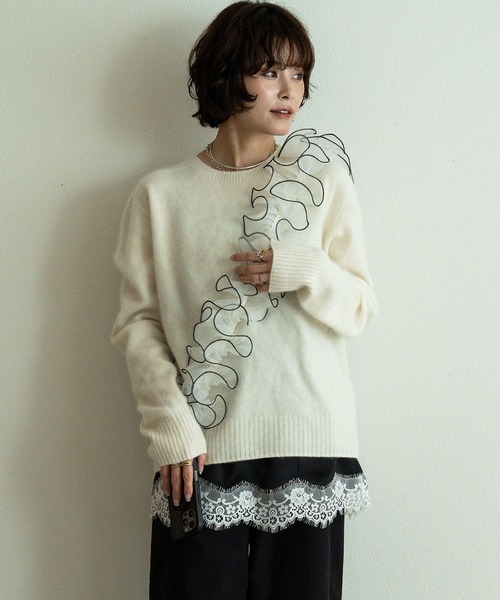 RENAME（リネーム） チュールフリル シアー ファー スマホショルダー