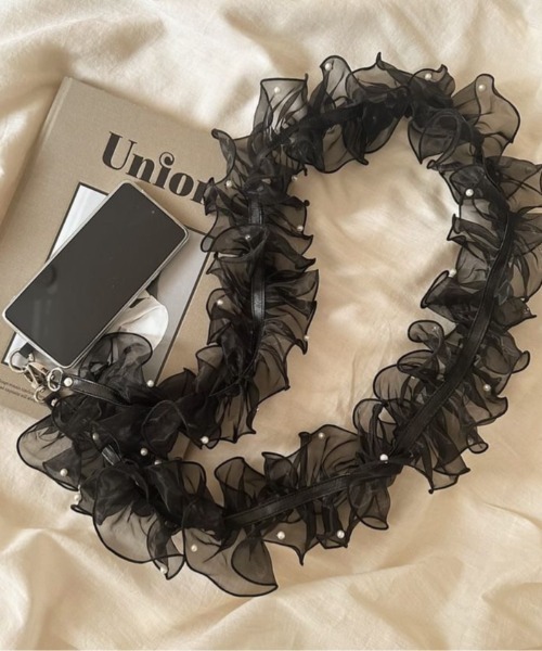 RENAME（リネーム） チュールフリル シアー ファー スマホショルダー