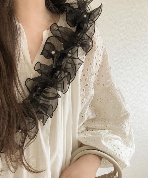 RENAME（リネーム） チュールフリル シアー ファー スマホショルダー