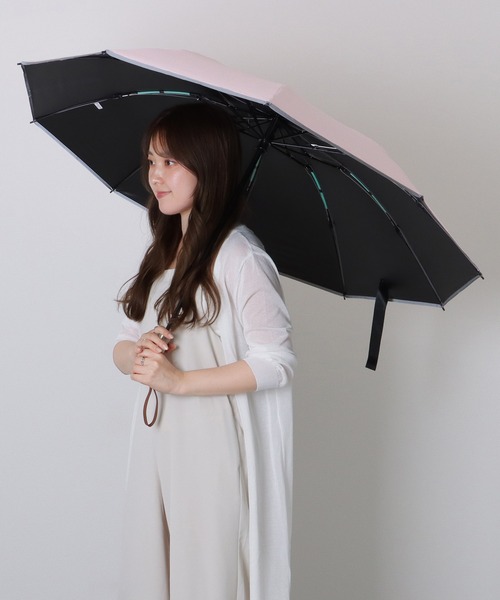グレーのウッドハンドル折りたたみ傘 Lace Ladies（レースレディース） 日傘 折りたたみ傘 ソリッドカラー